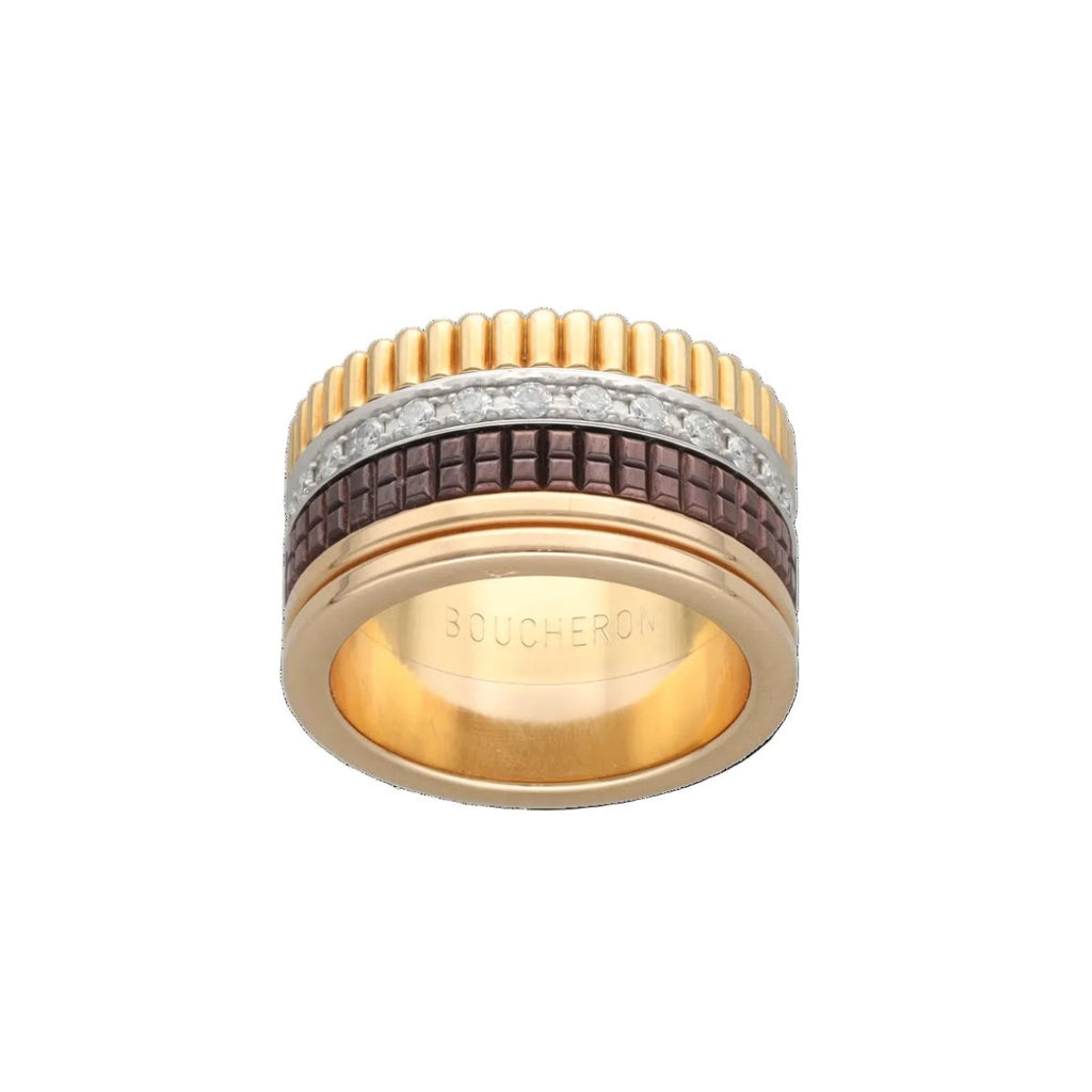 Bague Bandeau BOUCHERON "Quatre Large" en or jaune et diamants