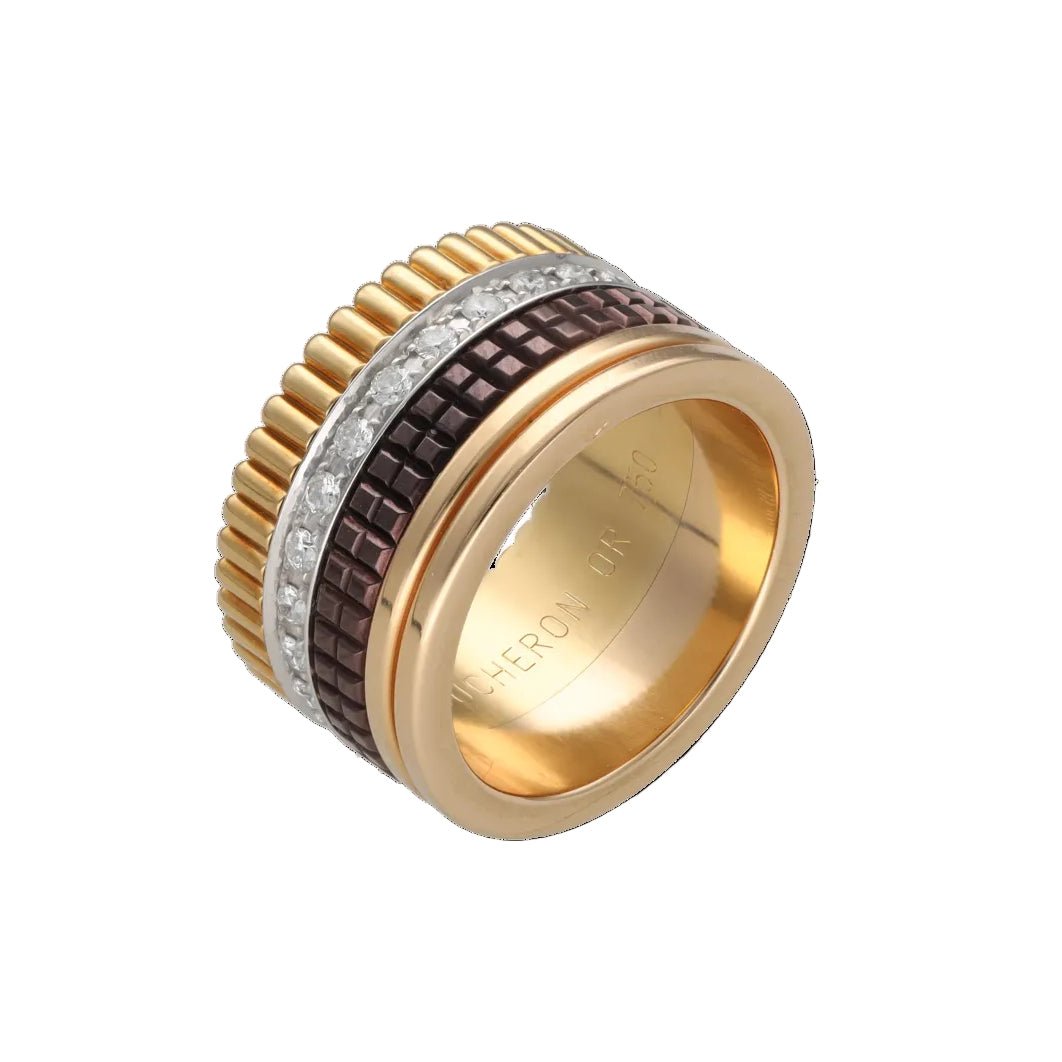 Bague Bandeau BOUCHERON "Quatre Large" en or jaune et diamants