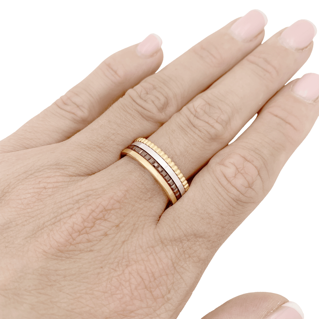 Bague Boucheron "Quatre Classique Small" en or rose, blanc et jaune.