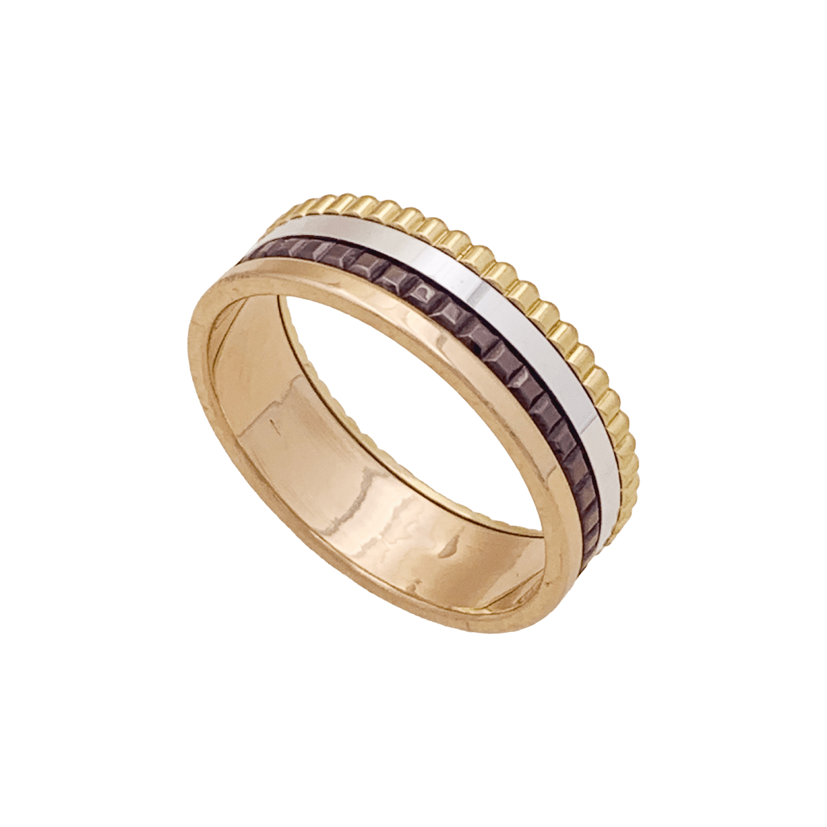 Bague Boucheron "Quatre Classique Small" en or rose, blanc et jaune.