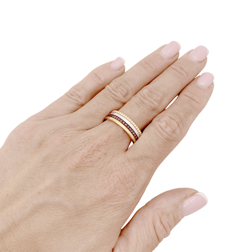 Bague Boucheron "Quatre Classique Small" en or rose, blanc et jaune.