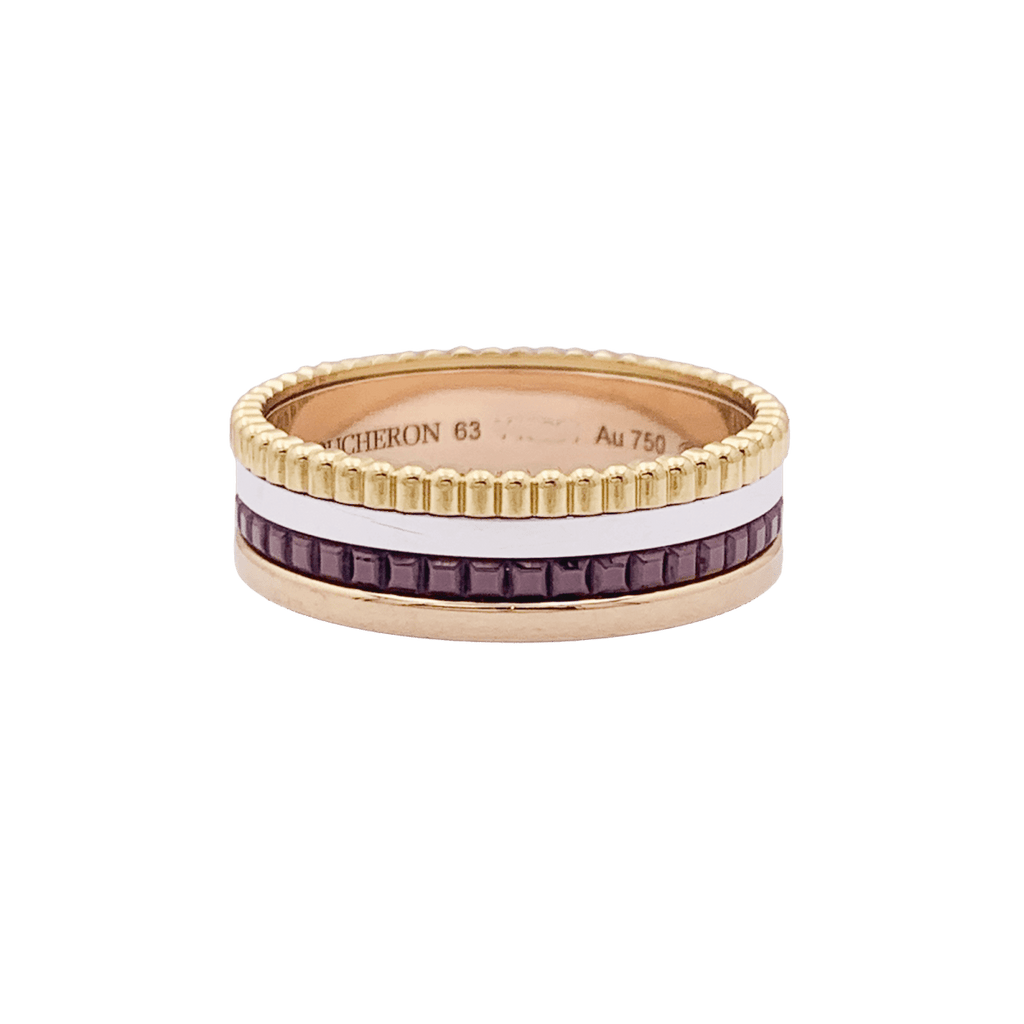 Bague Boucheron "Quatre Classique Small" en or rose, blanc et jaune.