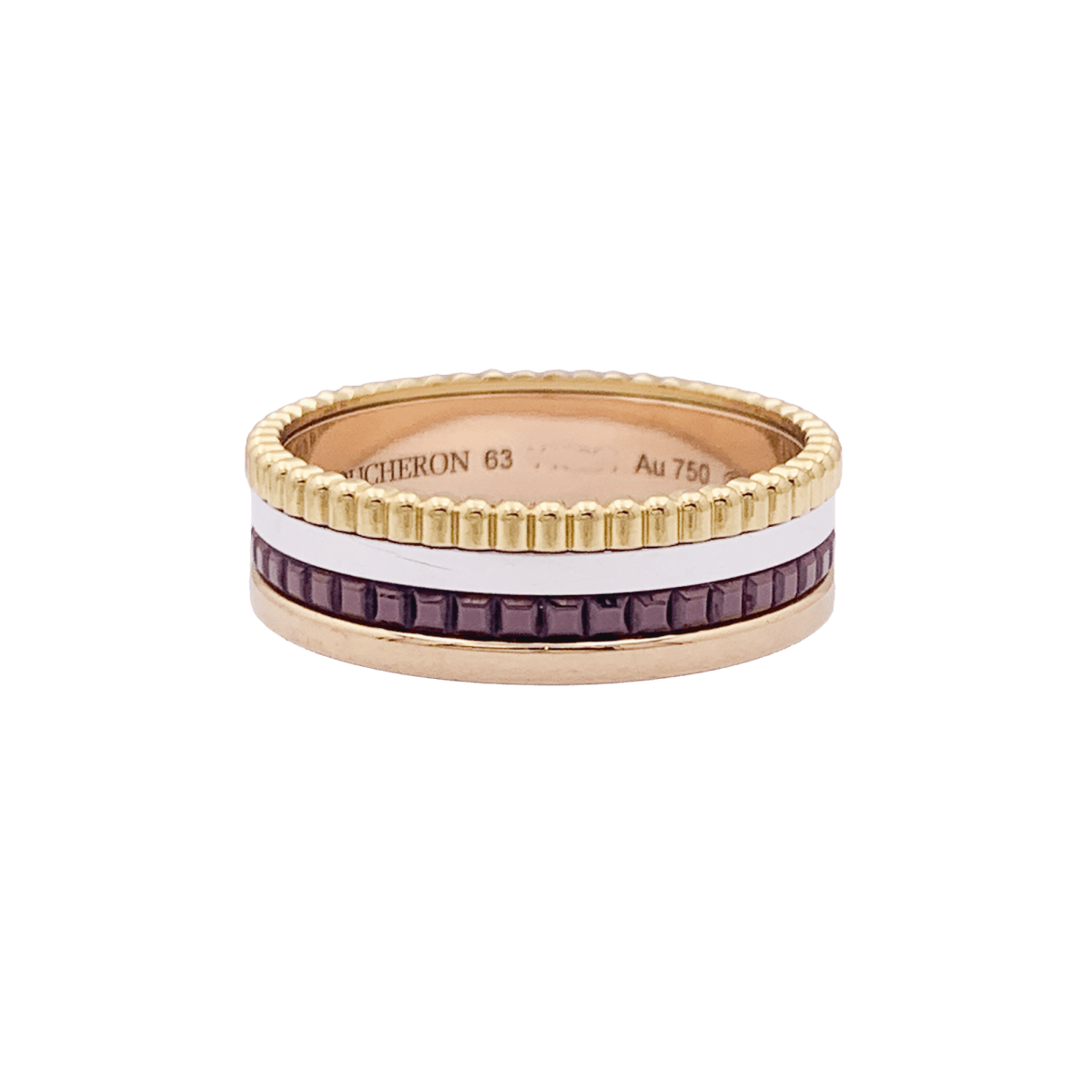 Bague Boucheron "Quatre Classique Small" en or rose, blanc et jaune.