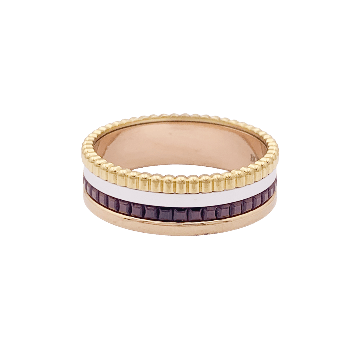 Bague Boucheron "Quatre Classique Small" en or rose, blanc et jaune.