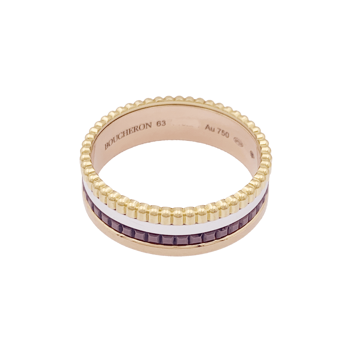 Bague Boucheron "Quatre Classique Small" en or rose, blanc et jaune.