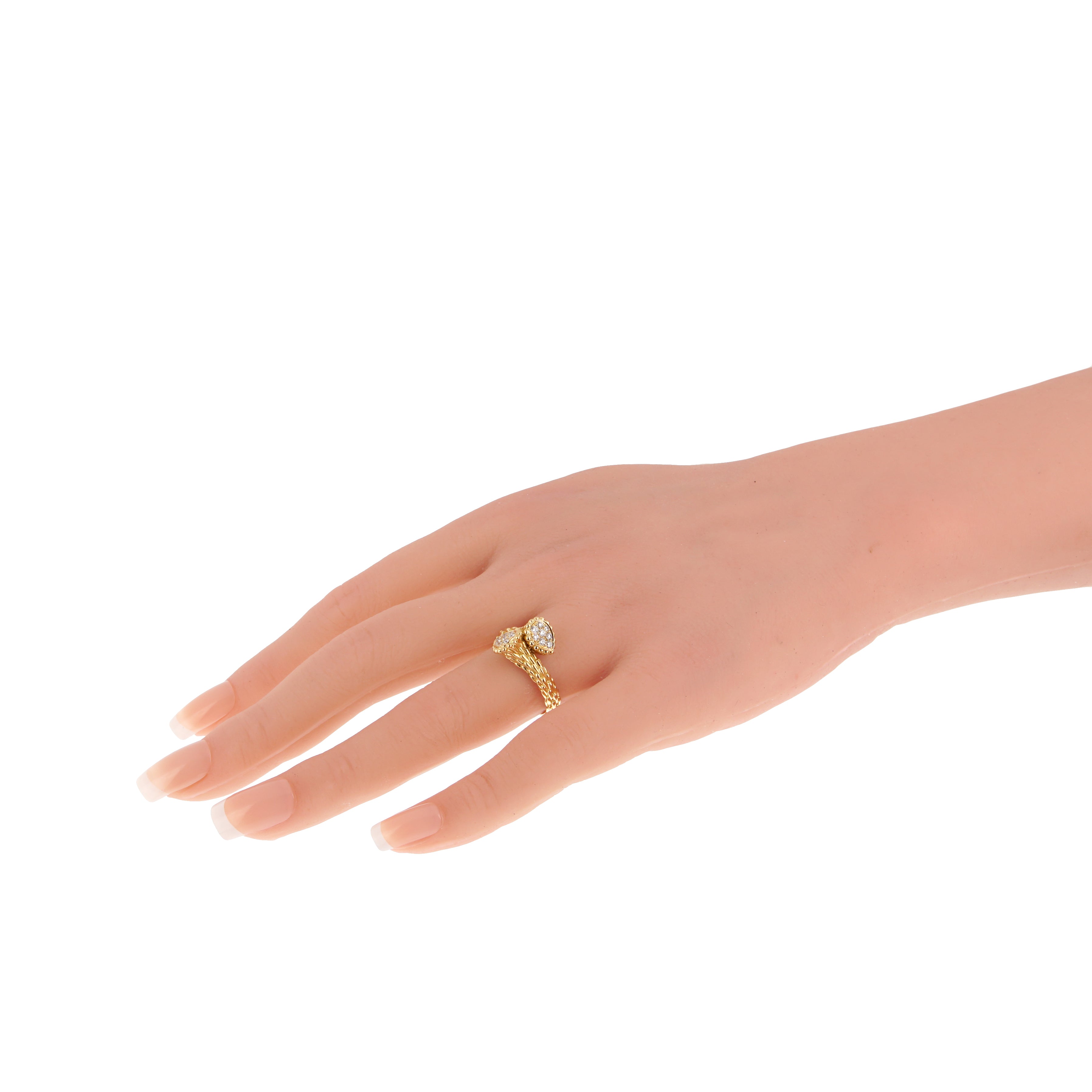 Boucheron Serpent Boheme Toi et Moi Diamond 18k Yellow Gold Ring Sz 7