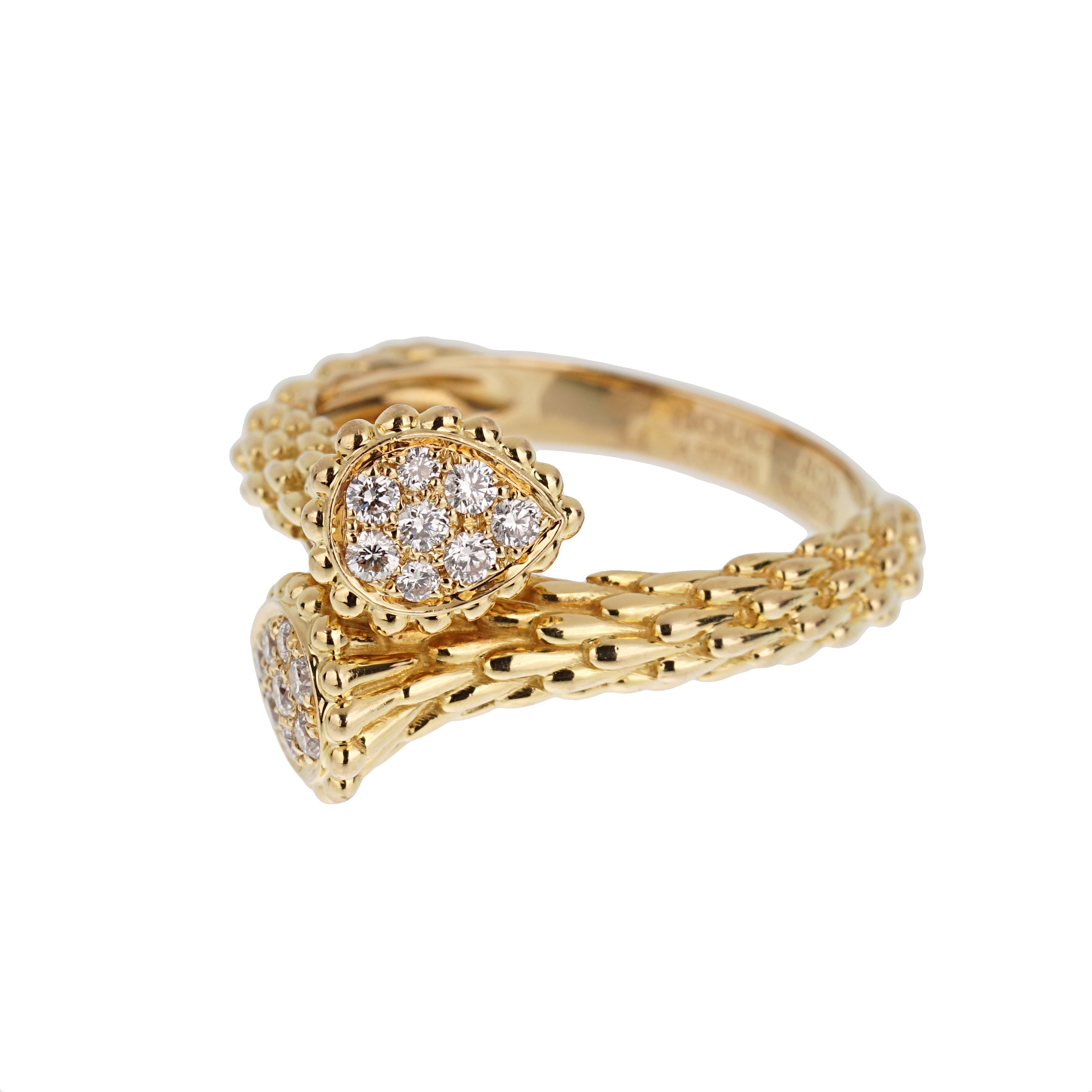Boucheron Serpent Boheme Toi et Moi Diamond 18k Yellow Gold Ring Sz 7