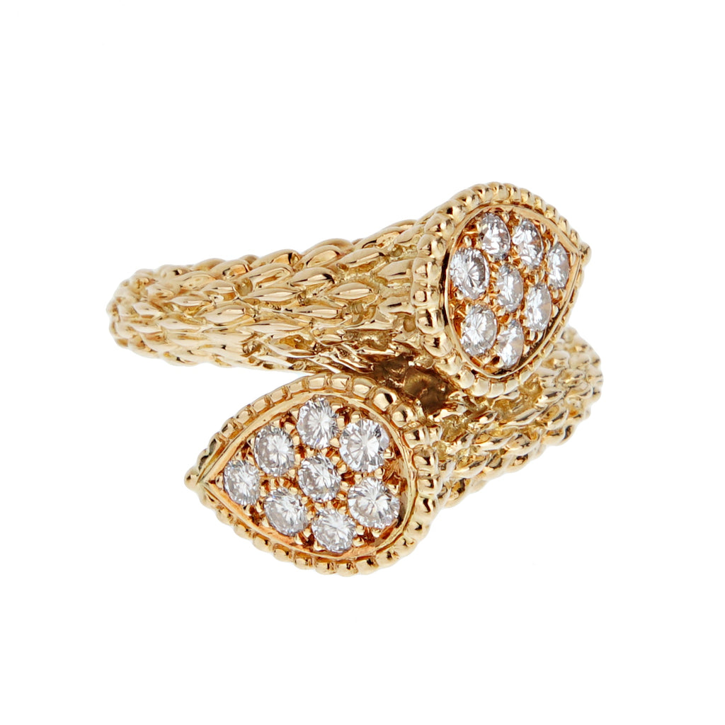 Boucheron Serpent Bohème Vintage Diamond Toi et Moi Cocktail Ring 18k Yellow Gold