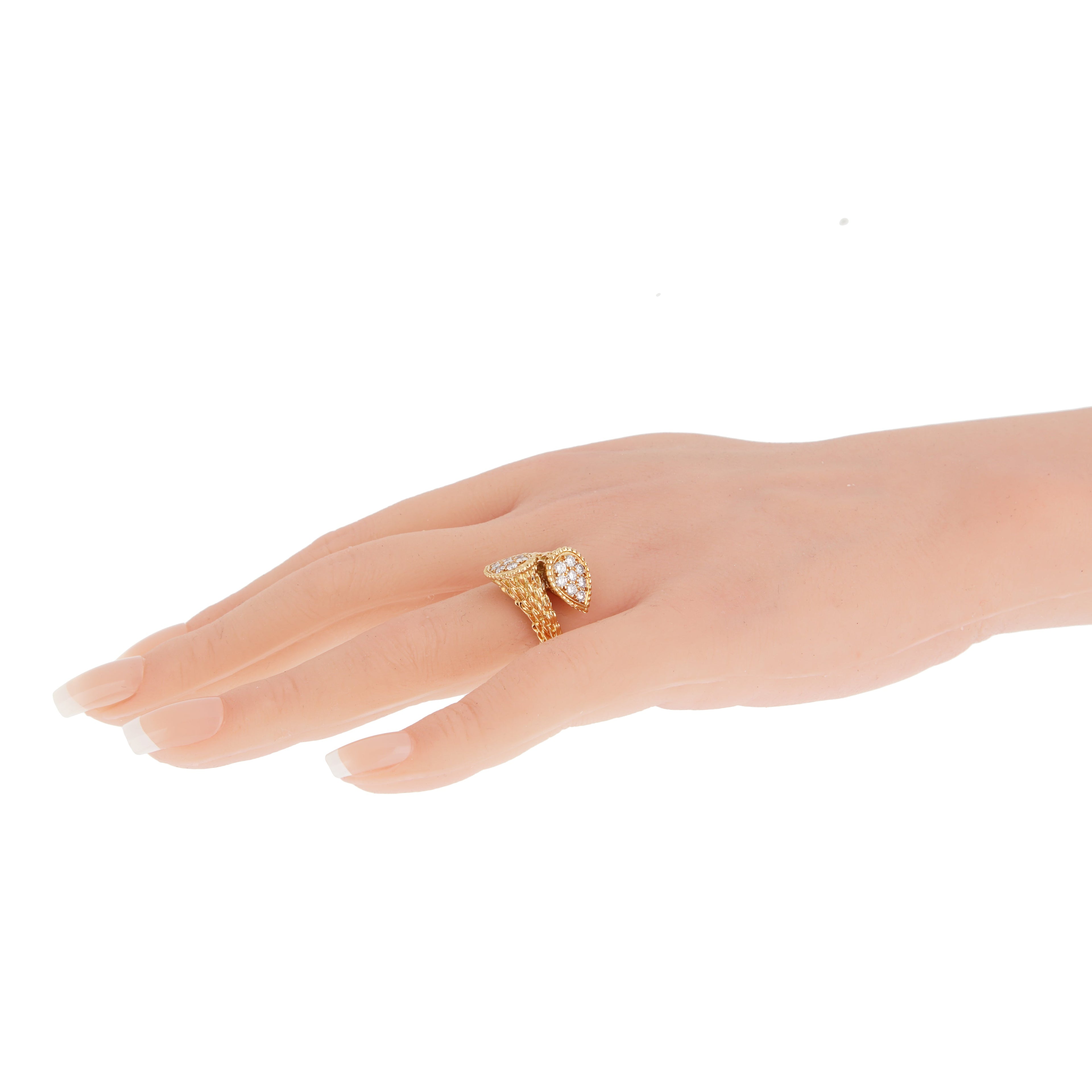 Boucheron Serpent Bohème Vintage Diamond Toi et Moi Cocktail Ring 18k Yellow Gold