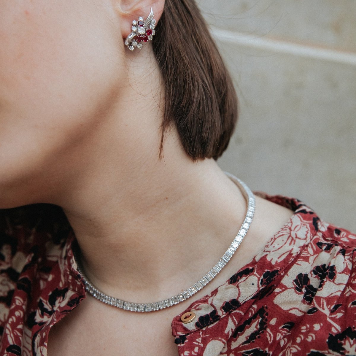 Collier Rivière BOUCHERON en or blanc, platine et diamants