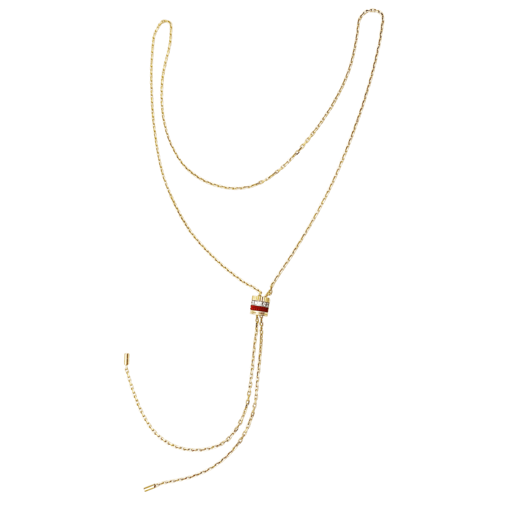 Collier Sautoir BOUCHERON "Cravate Quatre Red Edition" en or blanc, or jaune, or rose, céramique et diamants