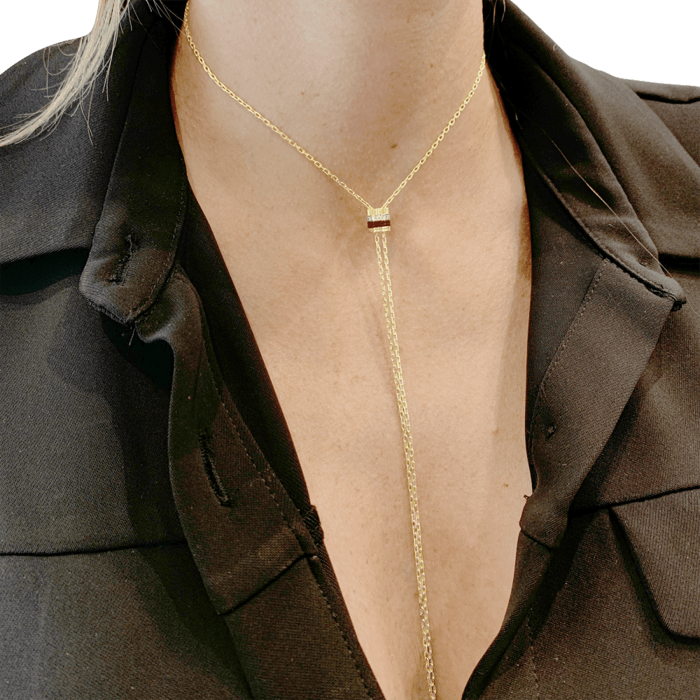 Collier Sautoir BOUCHERON "Cravate Quatre Red Edition" en or blanc, or jaune, or rose, céramique et diamants