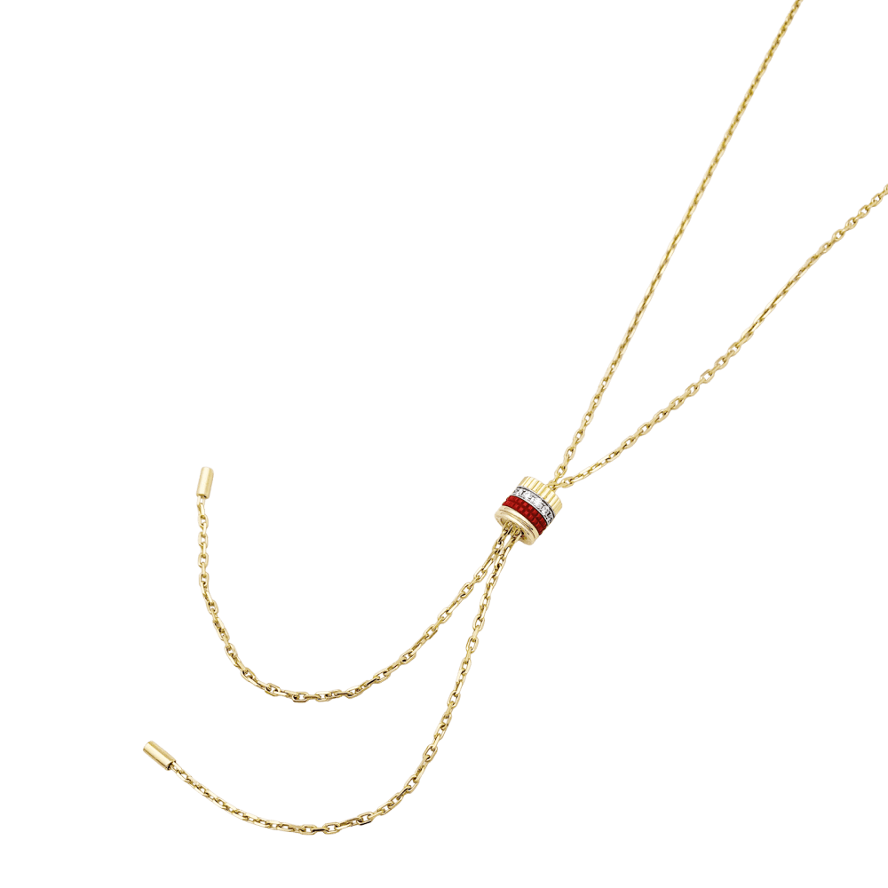 Collier Sautoir BOUCHERON "Cravate Quatre Red Edition" en or blanc, or jaune, or rose, céramique et diamants