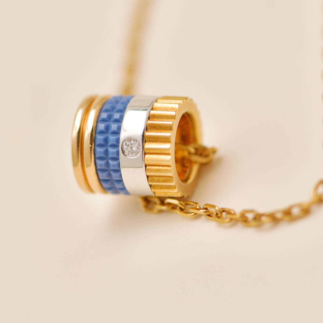 Boucheron Quatre Blue Edition Mini Pendant Necklace 18K Rose Yellow White Gold Ceramic