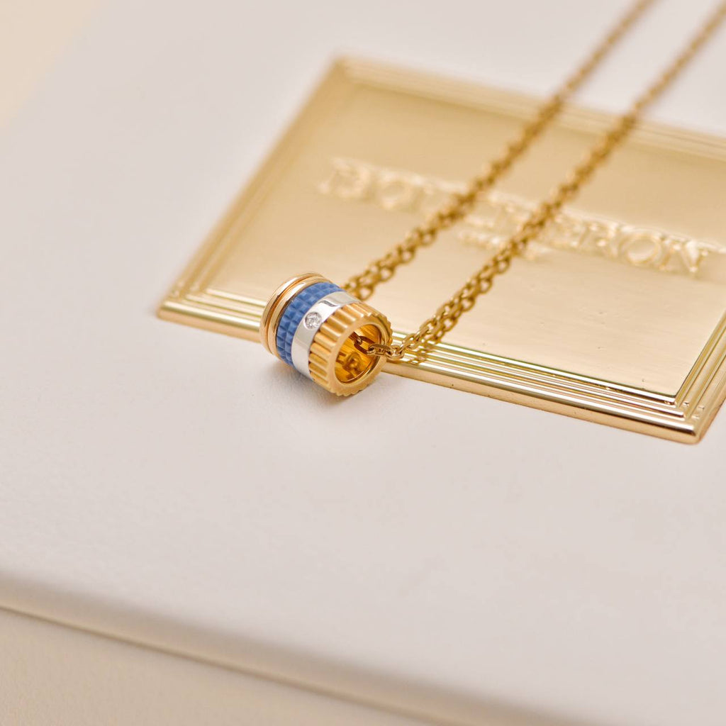 Boucheron Quatre Blue Edition Mini Pendant Necklace 18K Rose Yellow White Gold Ceramic